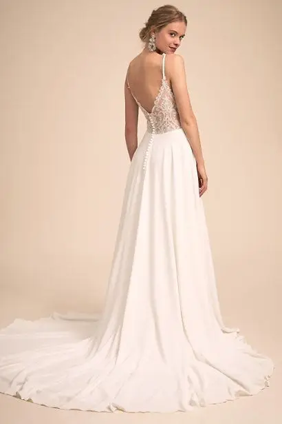 Robe de mariée Simple et charmante, col en v, avec dos en dentelle, robe de mariée