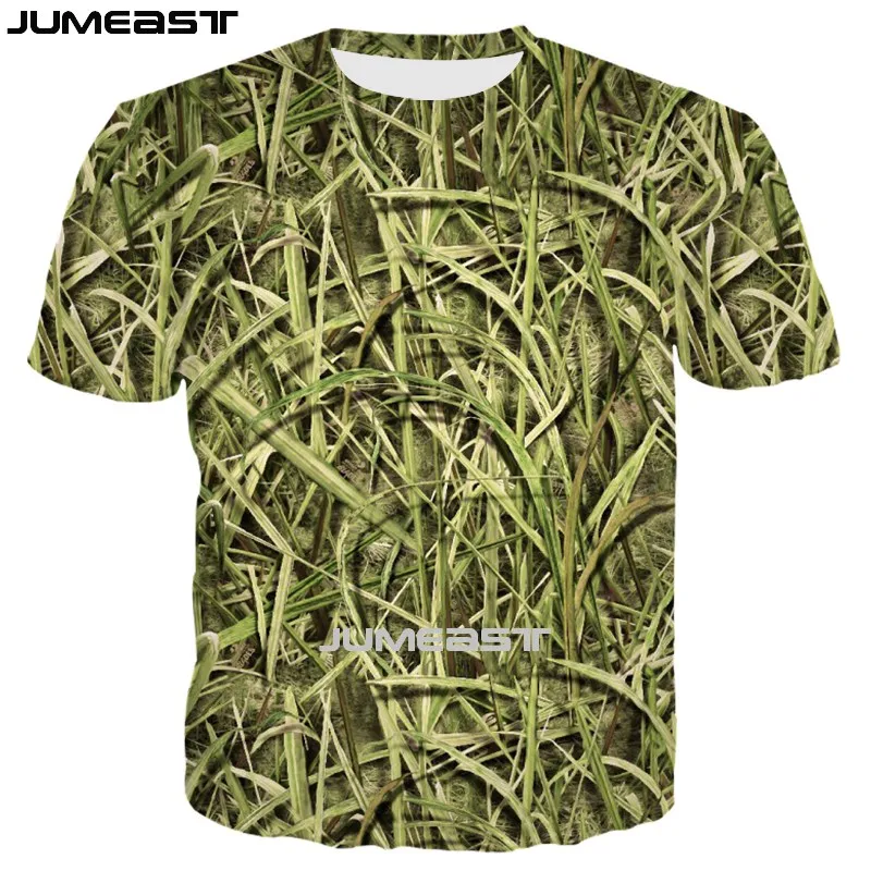 Jumeast Summer Oversized Men T-Shirt 3D Printed Reed Camouflage Hunting Harajuku Streetwear Women Short Sleeve Tees Fashion Tops