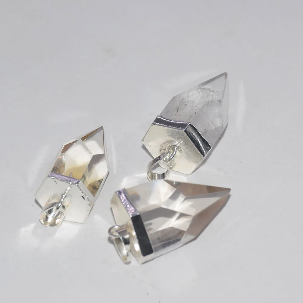 5pc Clear Quartz Crystal Necklace Women Natural Stone Pendant 2023 Big Crystals Fashion Jewelry Bullet femme Gold Plated Point