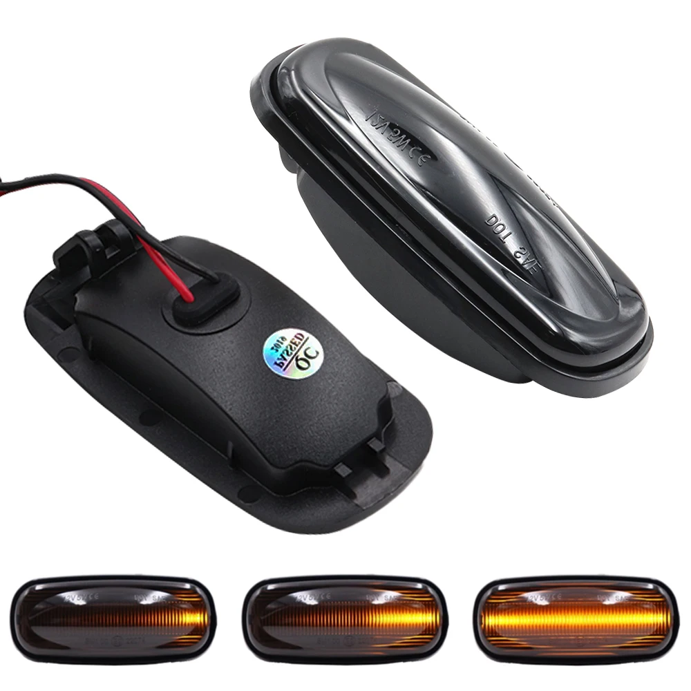 2Pcs Amber Dynamic Flowing LED Side Marker Light For Land Rover Discovery 2 1999-2004 Defender Freelander 1 2002-2005