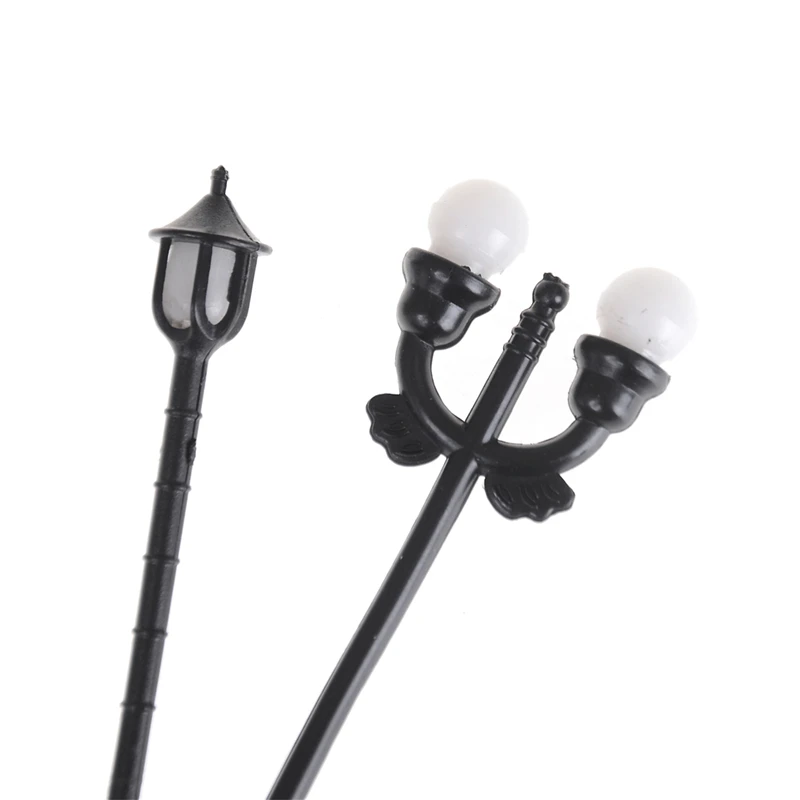 5/10Pcs Model Garden Lamps Black Model Layout Single Head Garden Lights Lamppost Landscape Light Model Lights