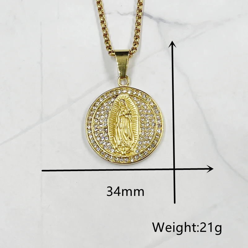 Wholesale Classic Virgin Mary Pendant Necklace Gold Color Our Lady of Guadalupe Religious Jewelry Colar Necklace