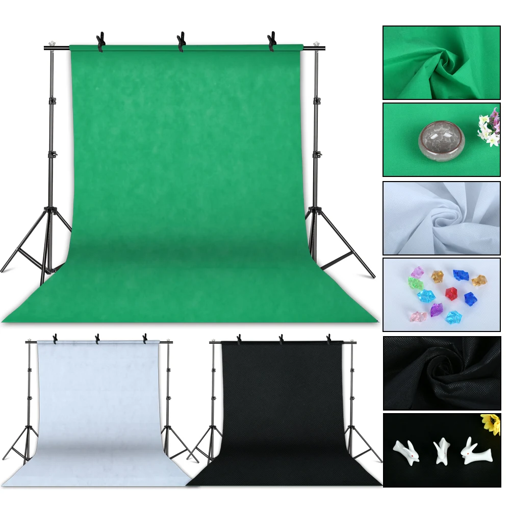 Imagem -02 - Photo Studio Iluminação Kit Quadro de Fundo com Contexto Luz Softbox Refletir Guarda-chuva Suporte de Tripé Bolsa de Transporte 2x3m