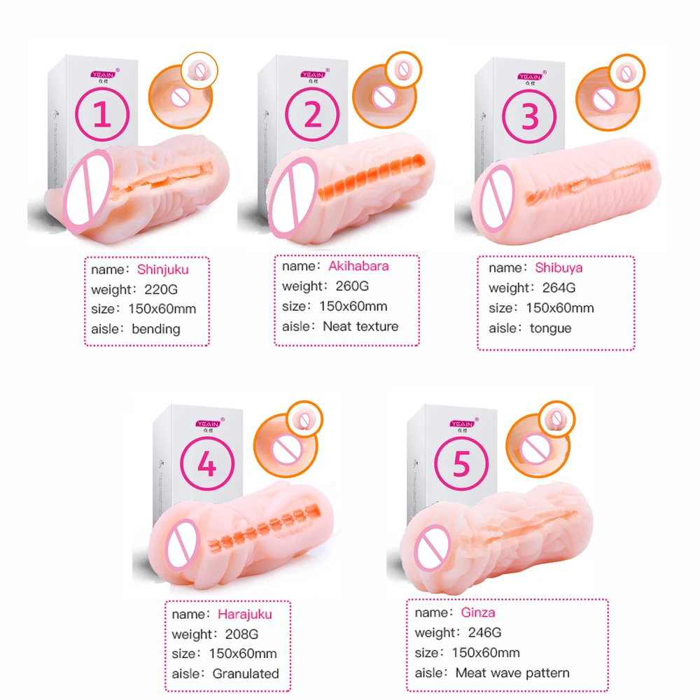 Silicone Sucking Male Masturbator For Man Item 5 Types Pocket Realistic Vagina Real Pussy Penis Pump Erotic Sex Toys For Men