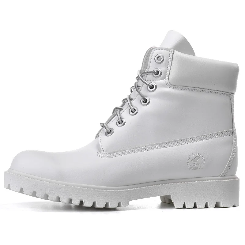 DOYUTIG Brand White Color Cow Leather Outdoor Boots For Men&Women Casual Couples Boots Fashion Breathable Military Boots SG003