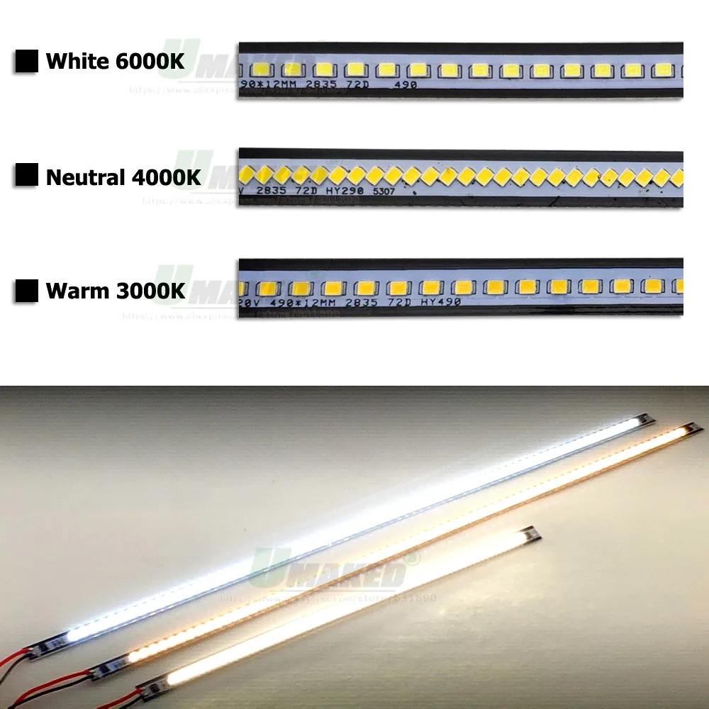 10pc AC220V LED Bar Light 3W 4W 6W 8W 10-20-30-50CM 24-36-72LEDs SMD 2835 LED Rigid Strip Model For light boxes,kitchen Light