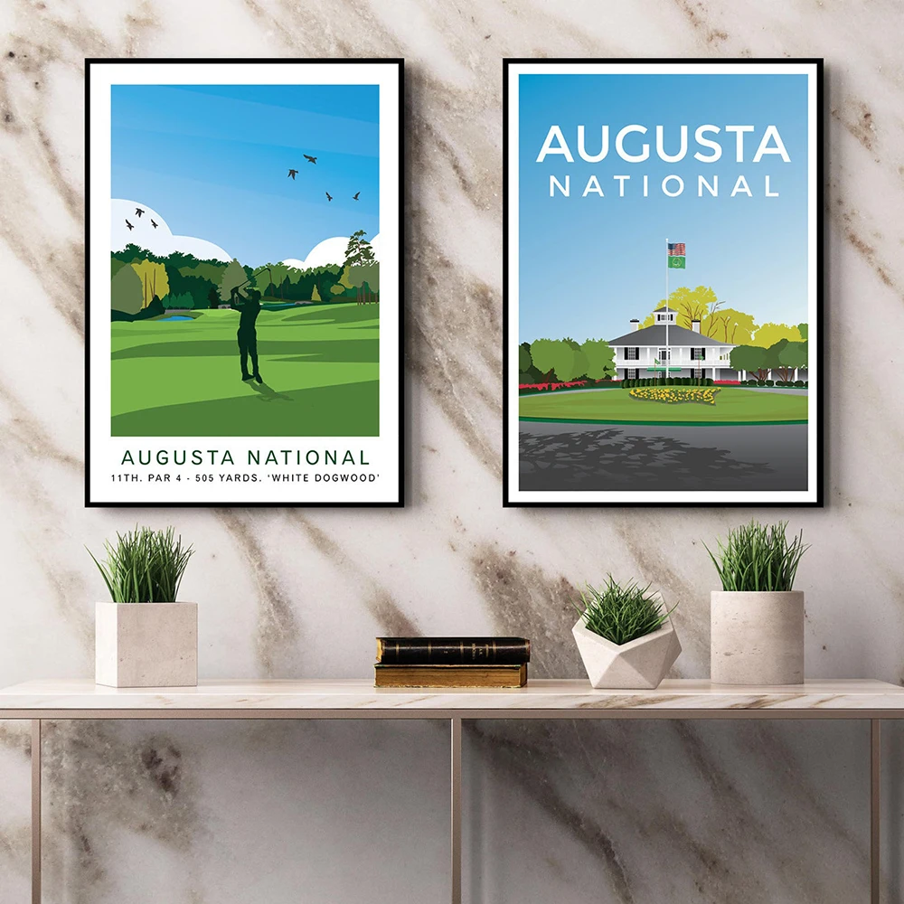 Augusta National Golf Club print, golf art canvas wall painting travel poster, home decor