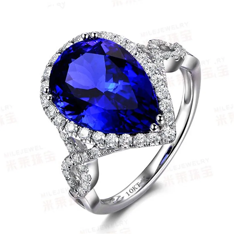 Wasser Tropfen 5ct Lab Sapphire Diamant Ring 10KT Weiß Gold Gefüllt, Verlobung, Hochzeit band Ringe für Frauen Braut Partei Schmuck