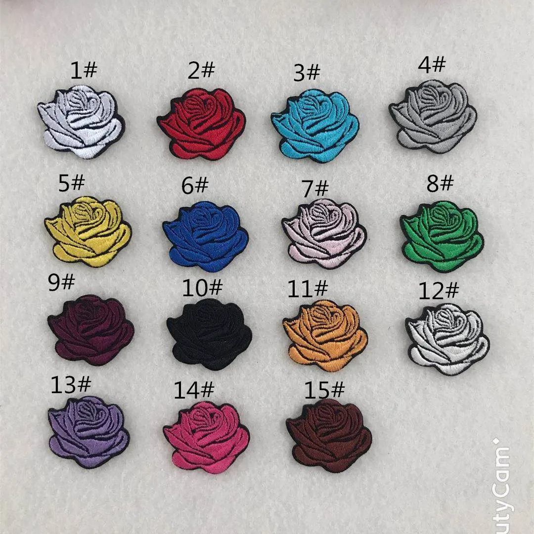 10pc Multicolor Small Rose Flowers Embroidery Iron Patches for Clothing Sticker on T-shirt Appliques Stripes Clothes Accessorie