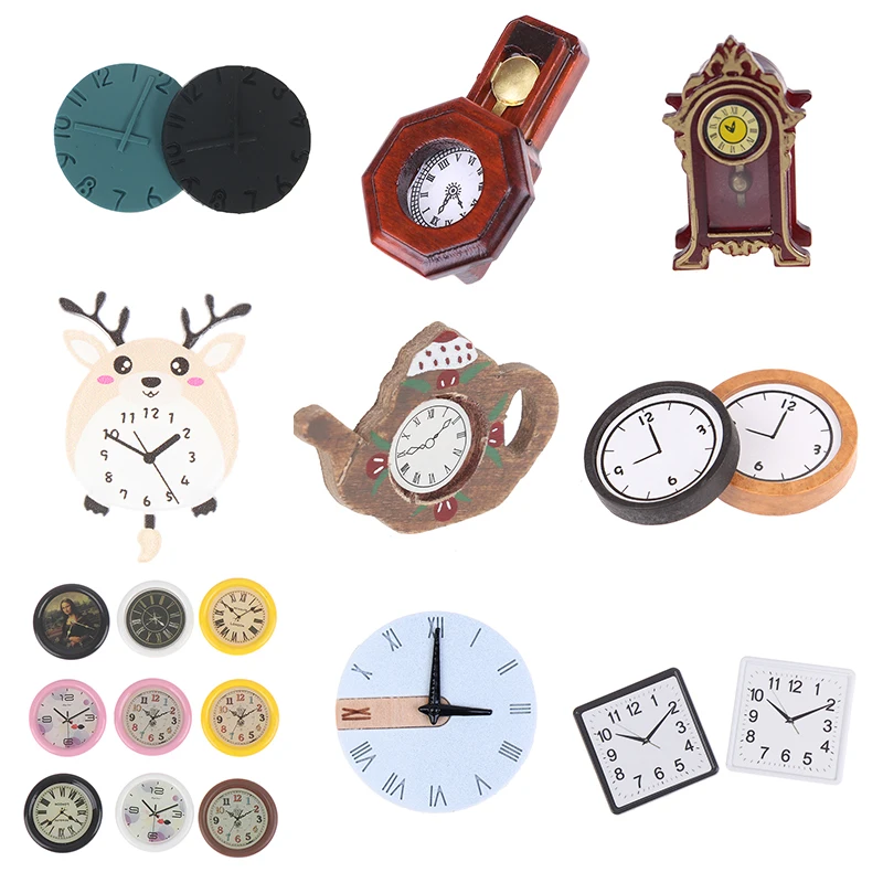 

Multi Dollhouse Wall Clock Bird Octagonal Alarm Clocks Doll House Miniature Accessories Pretend Play Living Room Furniture Toys