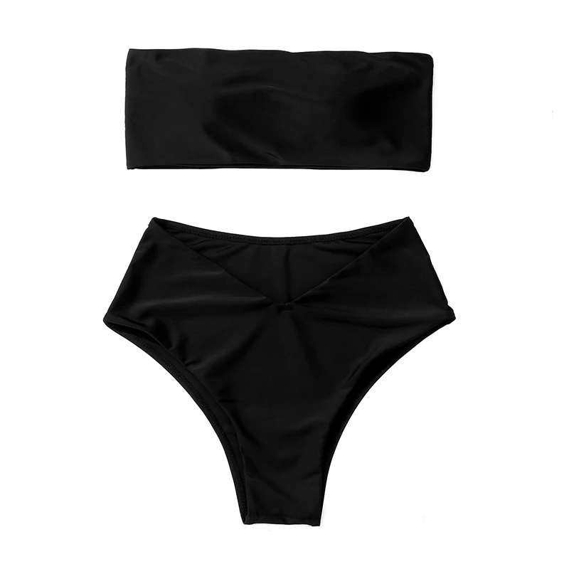 ZTVitality Strapless Black Bikinis Sexy Bikini 2021 Newest Padded Bra High Waist Swimsuit Female Solid Brazilian Swimwear Women