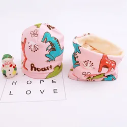 Children Beanie Hat Scarf-Collar New Baby Girls Hat Scarf Set Fruit Sheep Stars Lion Cotton Plush Boys Hats Cotton Kids Hat Set