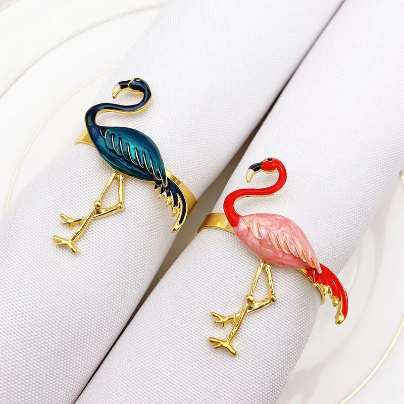 

12pcs/lot Pink flamingo napkin ring metal napkin buckle wedding banquet holiday party desktop decoration napkin ring