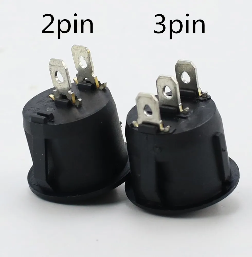 6Pcs 20mm Diameter Round Rocker Switches Black Mini Round Black White Red 2 Pin ON-OFF Rocker Switch KCD1-105