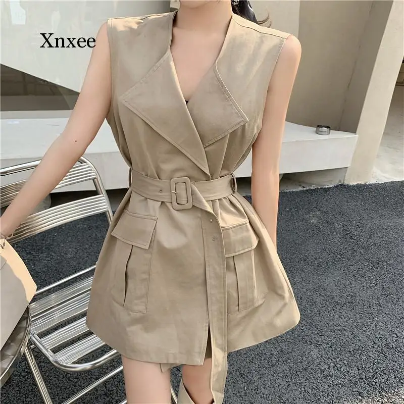 Sexy V Neck Sleeveless Pleated Mini Dress Office Lady Belt Design Blazer Dress Elegant Club Party Female Short Dress Workwear