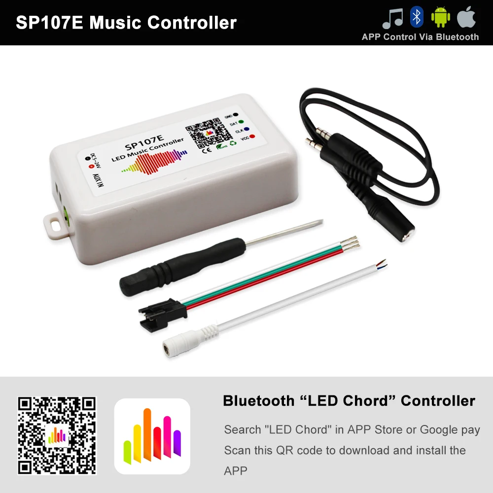 WS2812B Layar Panel Dapat Dialamatkan Secara Individual dengan SP107E Pengendali Bluetooth Musik DC5V Kit Daya 8X8 16X16 8X32 AU EU US UK