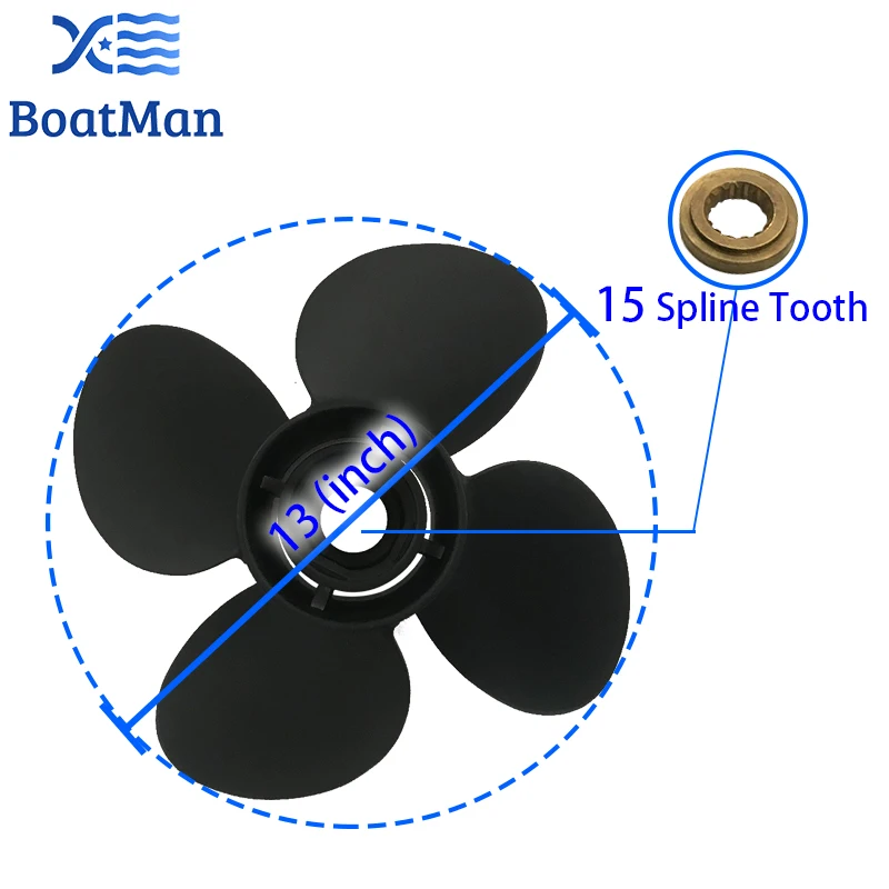 Boat Propeller 13x17 For Suzuki Outboard Motor 70-140 HP Aluminum 15 Tooth Spline Factory Outlet 4 Blade Engine Part