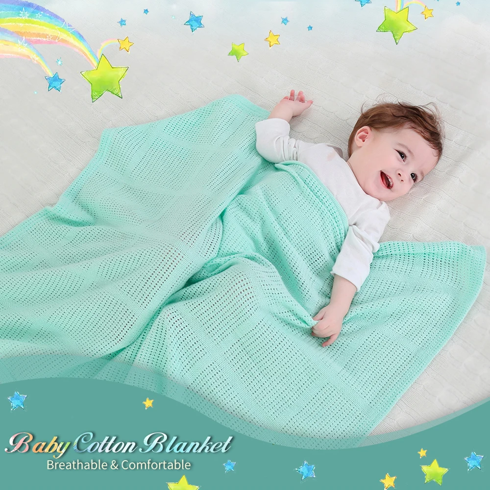 

Baby Cotton Blanket Toddler and Newborn Swaddle Blanket for Stroller and Nursery Crib Soft Breathable Receiving Blanket 70*90cm