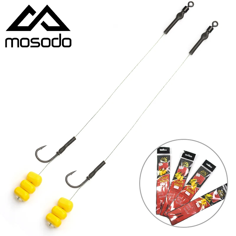 Mosodo 2pcs Crap Rigs with Corn Hair Rig with Anti Snag BKK Hooks Sinking Skinline Hookline Line Aligner Rig Fishing Accessories