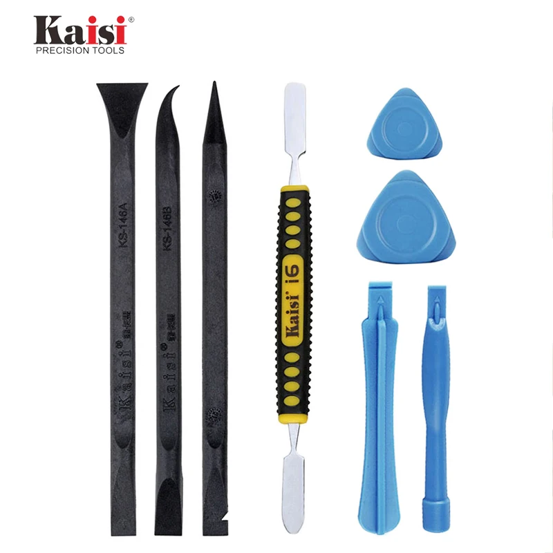 Kaisi-Kit de herramientas de apertura de teléfono 8 en 1, carcasa de repuesto para iPhone, pantalla y tableta, palanca de Metal, herramientas de desmontaje de acero inoxidable