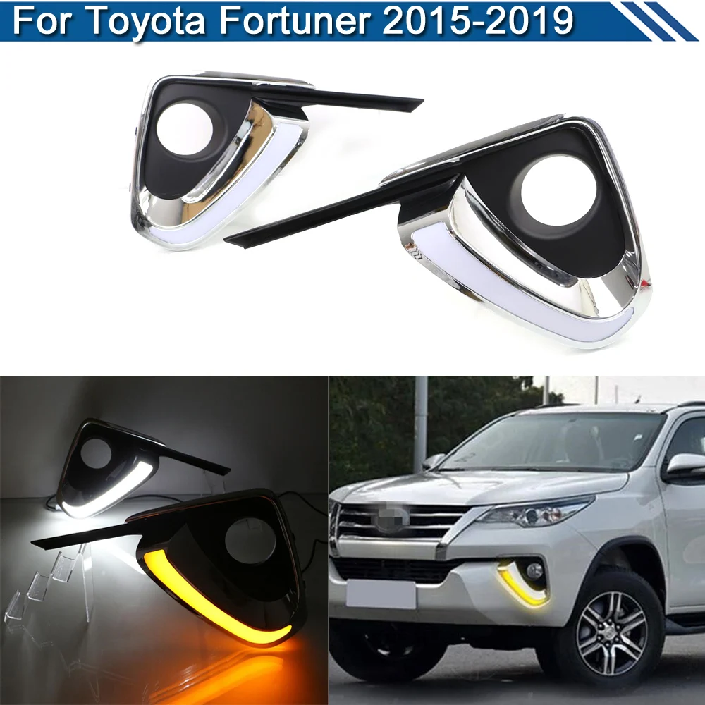 

2Pcs LED Fog Warning Lamp For Toyota Fortuner 2015 2016 2017 2018 2019 White DRL Daytime Driving Light Turn Signal Lights