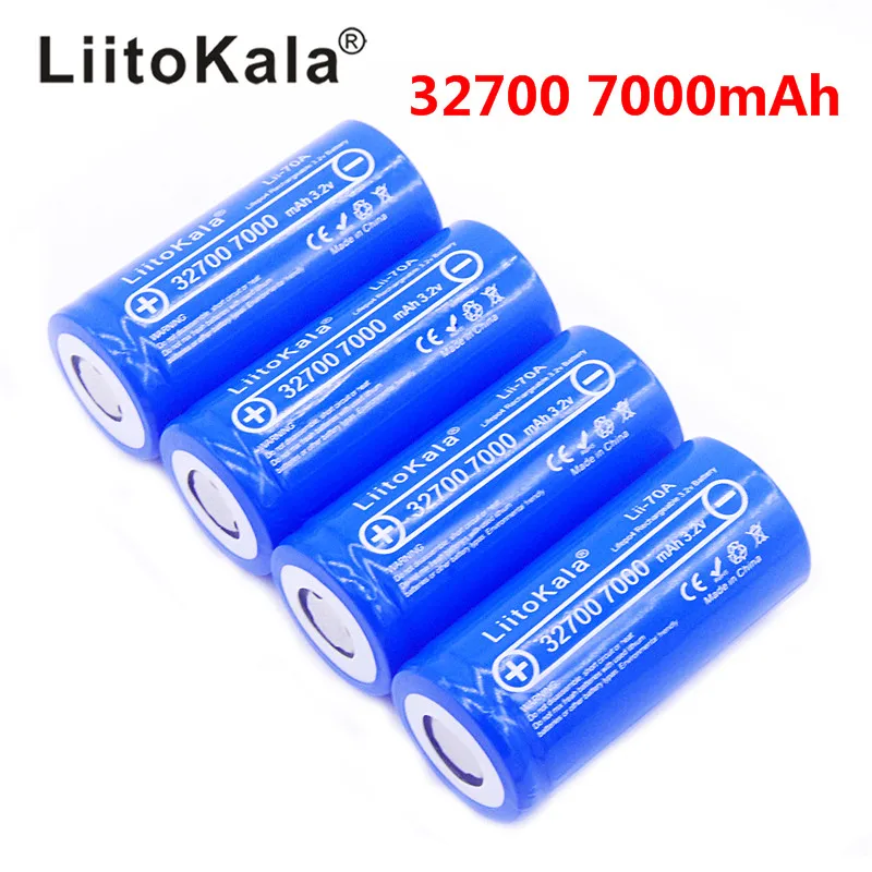 4pcs LiitoKala lii-70A 3.2V 32700 6500mAh LiFePO4 Battery 35A Continuous Discharge Maximum 55A High power battery  7000