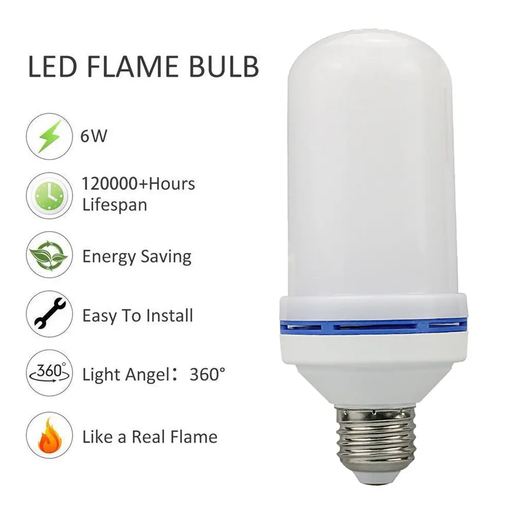 Bombilla LED E27 E26, luz nocturna con efecto dinámico de llama parpadeante, 85V-265V, para decoración del hogar