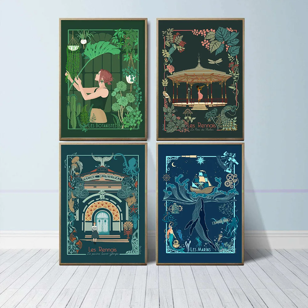 الشمال الرجعية المشارك بركة سانت جورج البحارة النباتيين الظلام قماش اللوحة خمر جدار صورة غرفة المعيشة ديكور المنزل #1