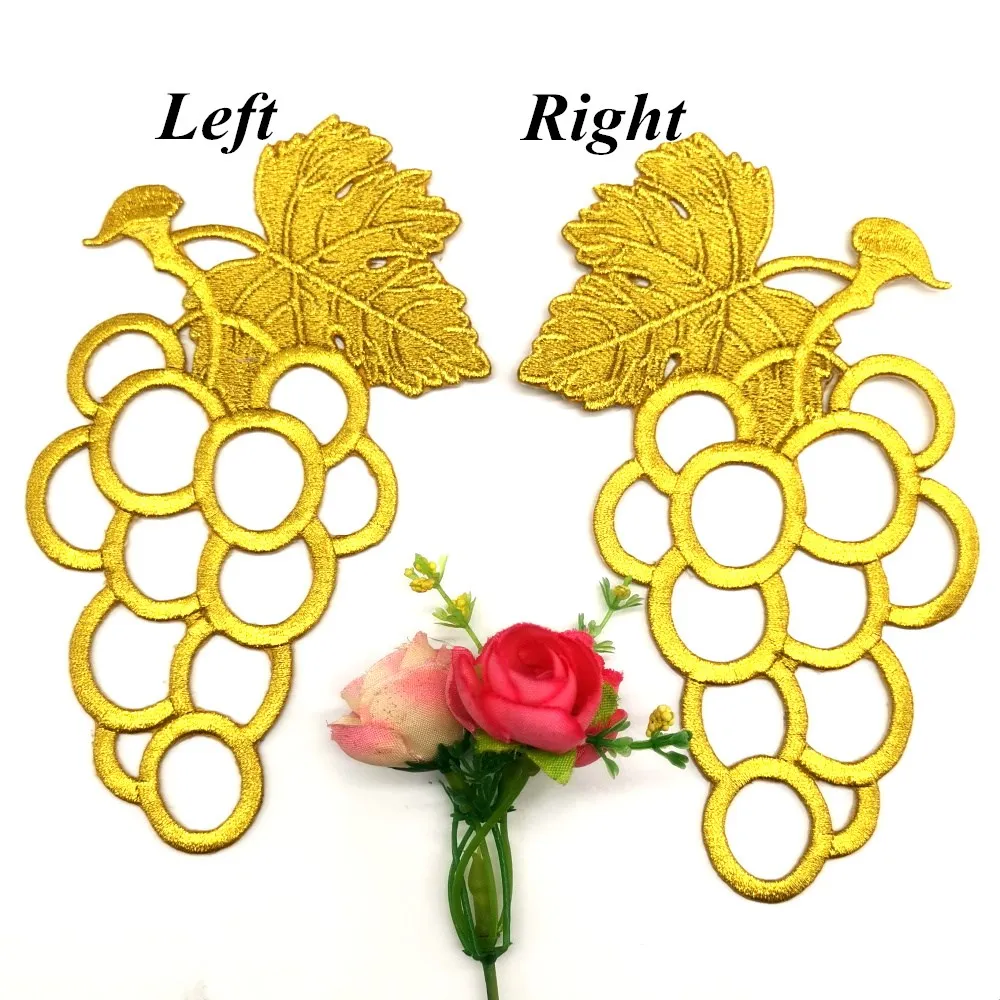 1 Piece Gold Embroidered Patches Iron On Flower Appliques For Garment Diy Trims Shiny Metallic Gold And Silver 16.5cm*9.5cm