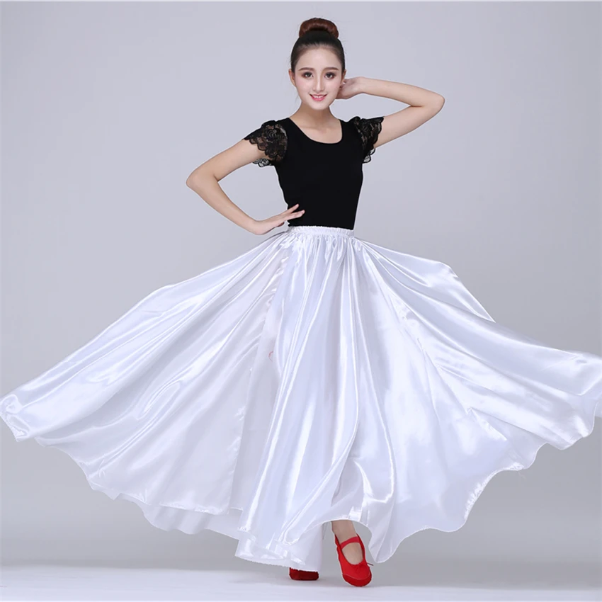 10Color Flamenco Skirts for Women Spanish Dance Gypsy Belly Chorus Adult Solid Stage Performance Women Bullfighting Spain Dress
