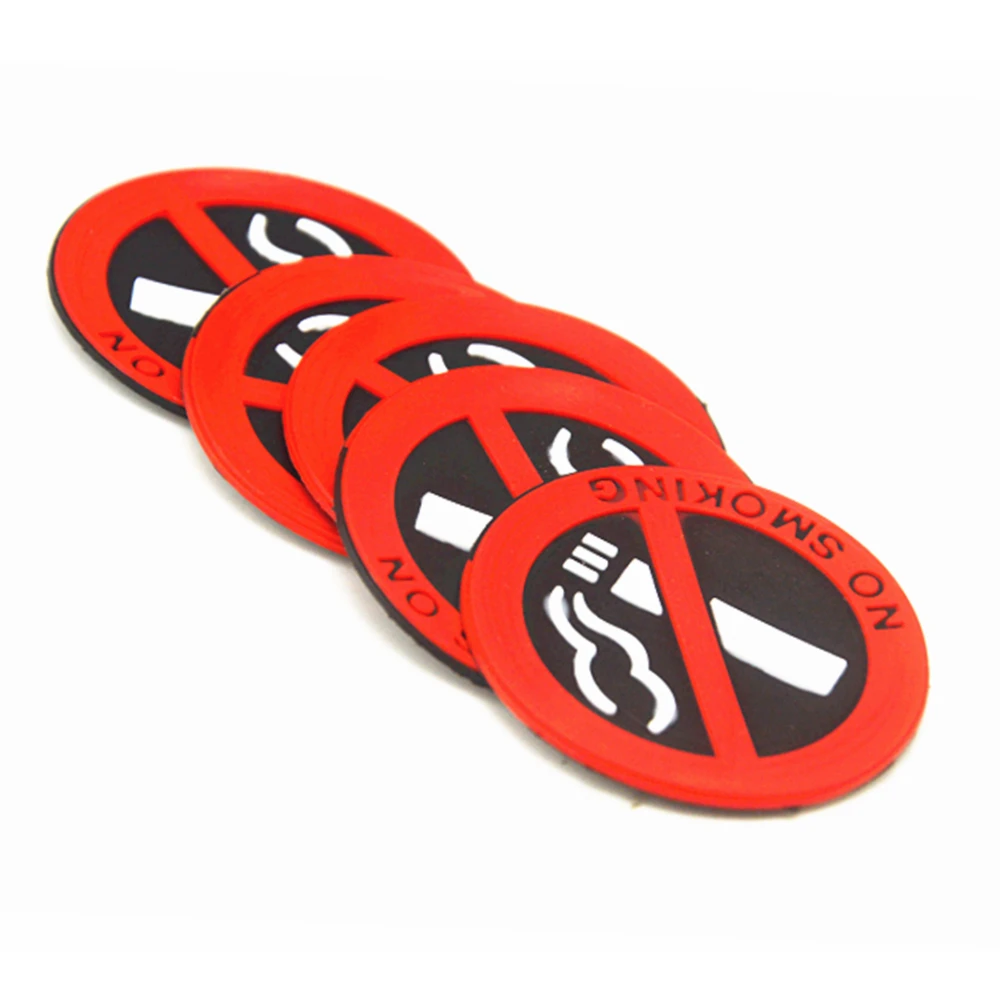5pcs Universal Rubber NO SMOKING Sign Tips Warning Logo Stickers Car Taxi Door Decal Badge Glue Sticker Promotion car styling view 5