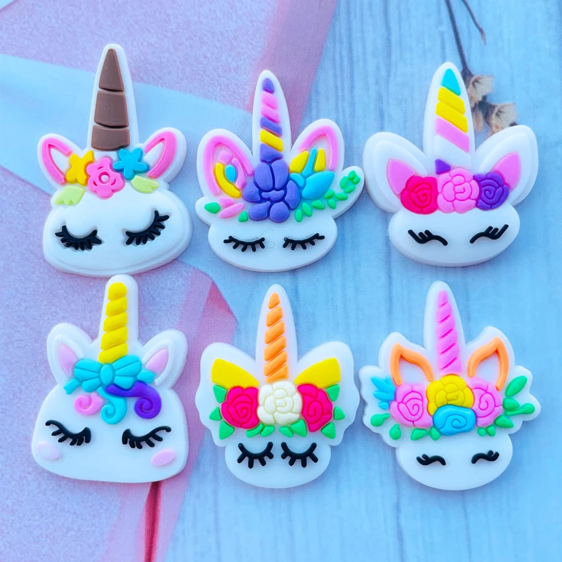 12/24 PCS  Cute Cartoon Unicorn Series Flat Back Soft Rubber DIY Scrapbook Mobile Phone Case Accessories 043