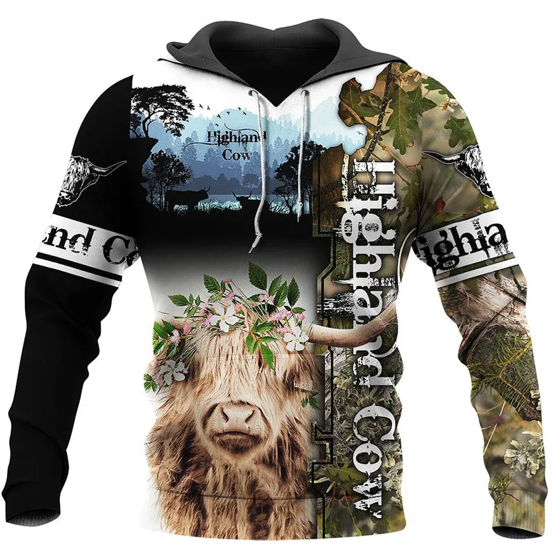 Highland Cow 3D All Over Printed Hoodies Unisex Casual Sweatshirt Autumn Winter Fashion Jackets Z09