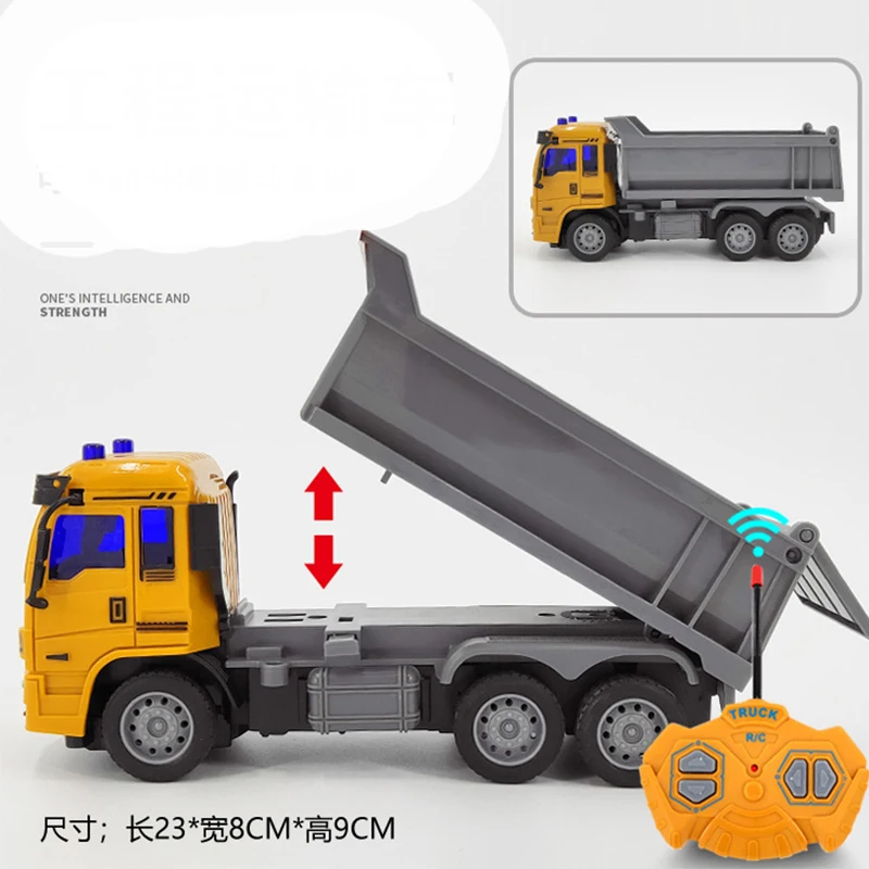 2.4GHZ Rc Cars Dump Truck Vehicle For Children Boys Xmas Birthday Gifts Simulation City Transporter Engineering Model Beach Toys