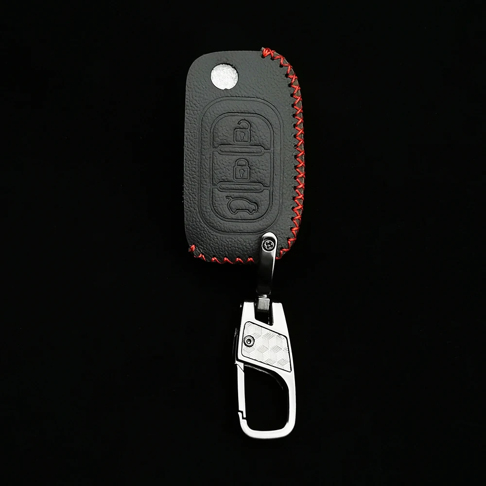 Car Flip keys Leather Cases Fob Cover For Lada Sedan Largus Kalina Granta Vesta X-Ray XRay Folding Keychain Key Ring