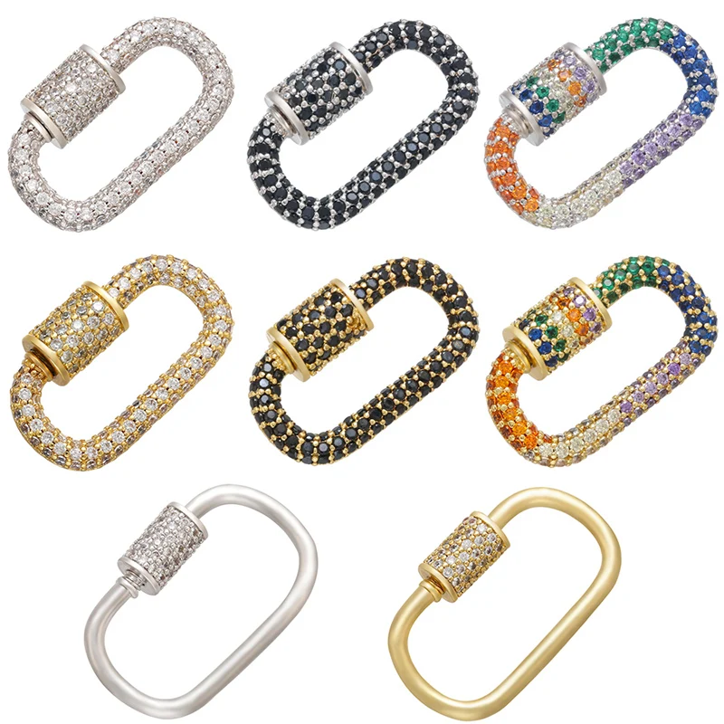 Pavé-Zirkonia 18K vergoldeter Karabinerverschluss DIY Schmuckzubehör für handgefertigte Halsketten- und Armbandkomponenten Schraubverschluss: VK106 – Detail 17