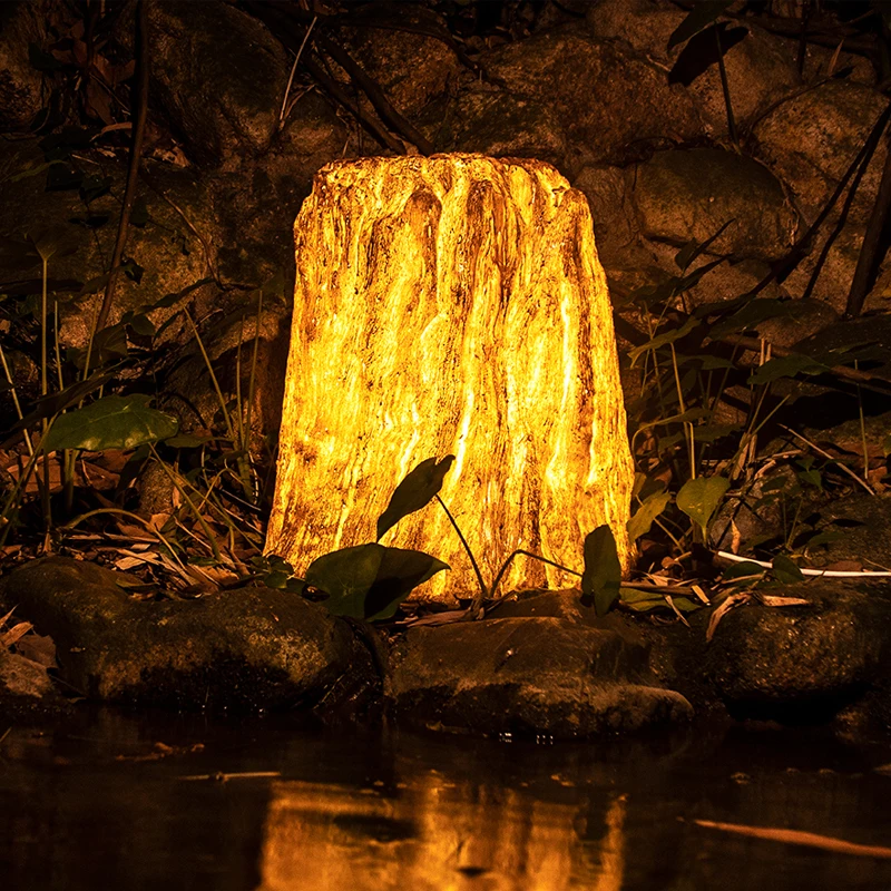 Led Simulation Wooden Pile Courtyard Park Lawn Lighting Outdoor Waterproof Villa Landscape Amusement Park H42cm Decorative Light