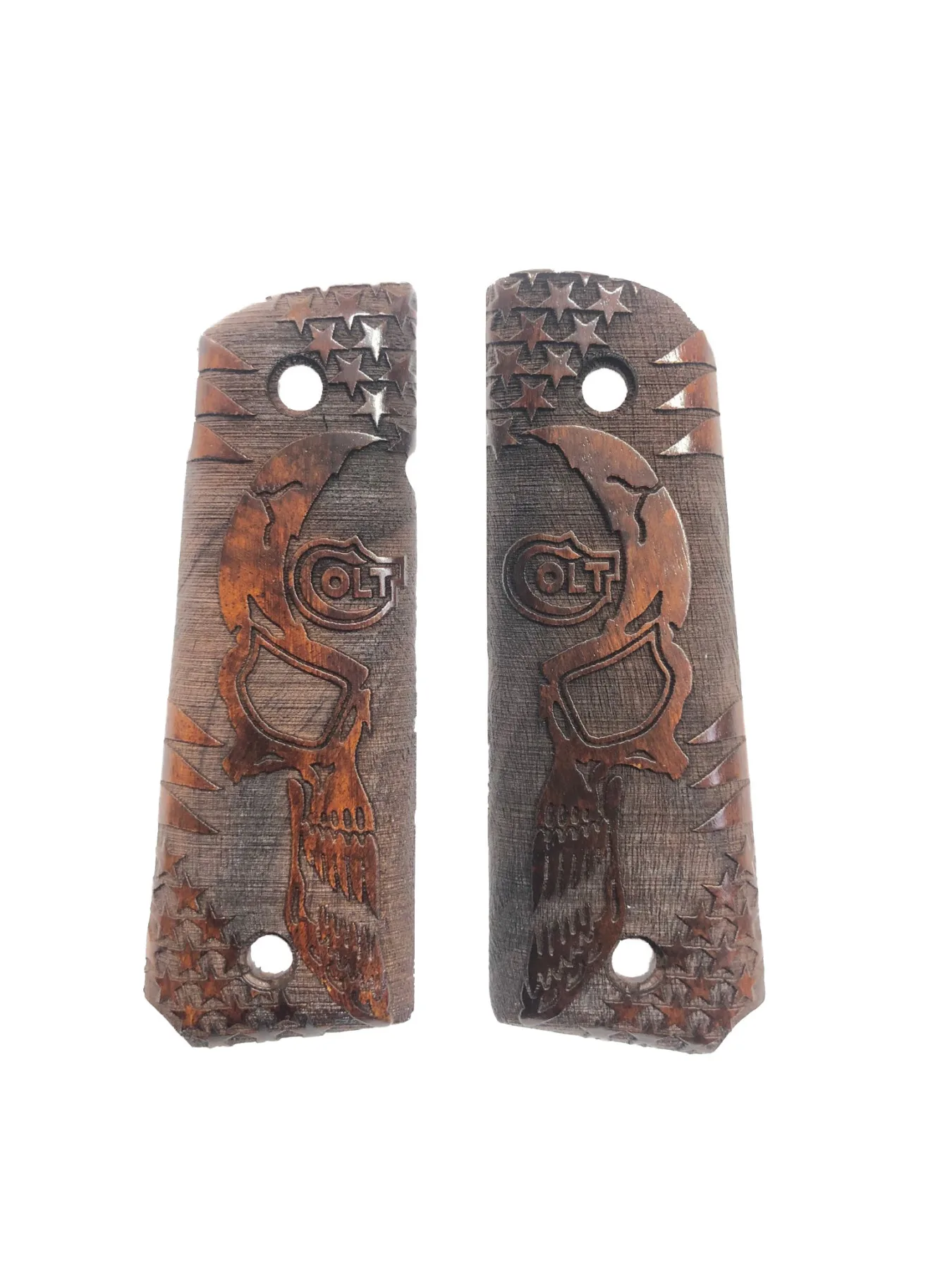 

Colt 1911 Compatible Colt Written Special Series Smiling Face Laser Cut Wooden Grip Mod24