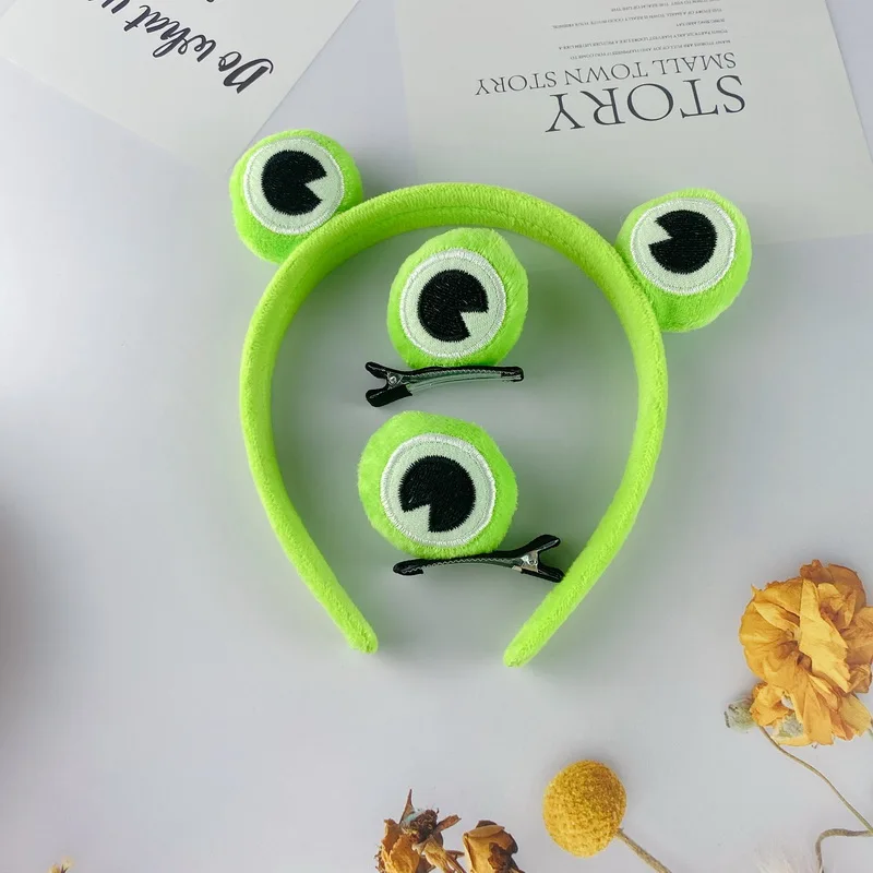 1/2/3pcs Funny Frog Makeup Headband And Hair Clip For Women Makeup Hairband Girl Cute Frog Hairpin Wash Head Band Accessories