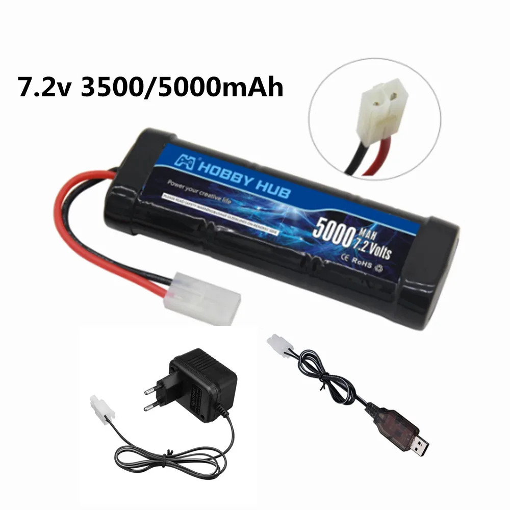 7.2V 5000mAh Ni-MH SC battery and 7.2v charger for RC toys tank car Airplane Helicopter With Tamiya Connectors 7.2 v battery