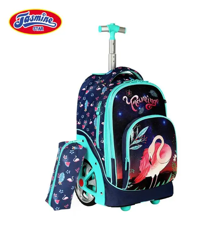 Mochilas com rodinhas para adolescentes, mochila escolar com rodas de 18 polegadas para bagagem infantil