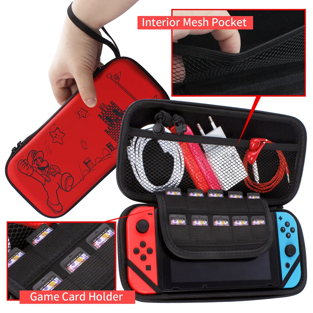 13 in 1 Switch Super Mario Bundle Pack for Nintendo Switch Case Protector, Grip Case,Dock Cover Games Holder Headphone