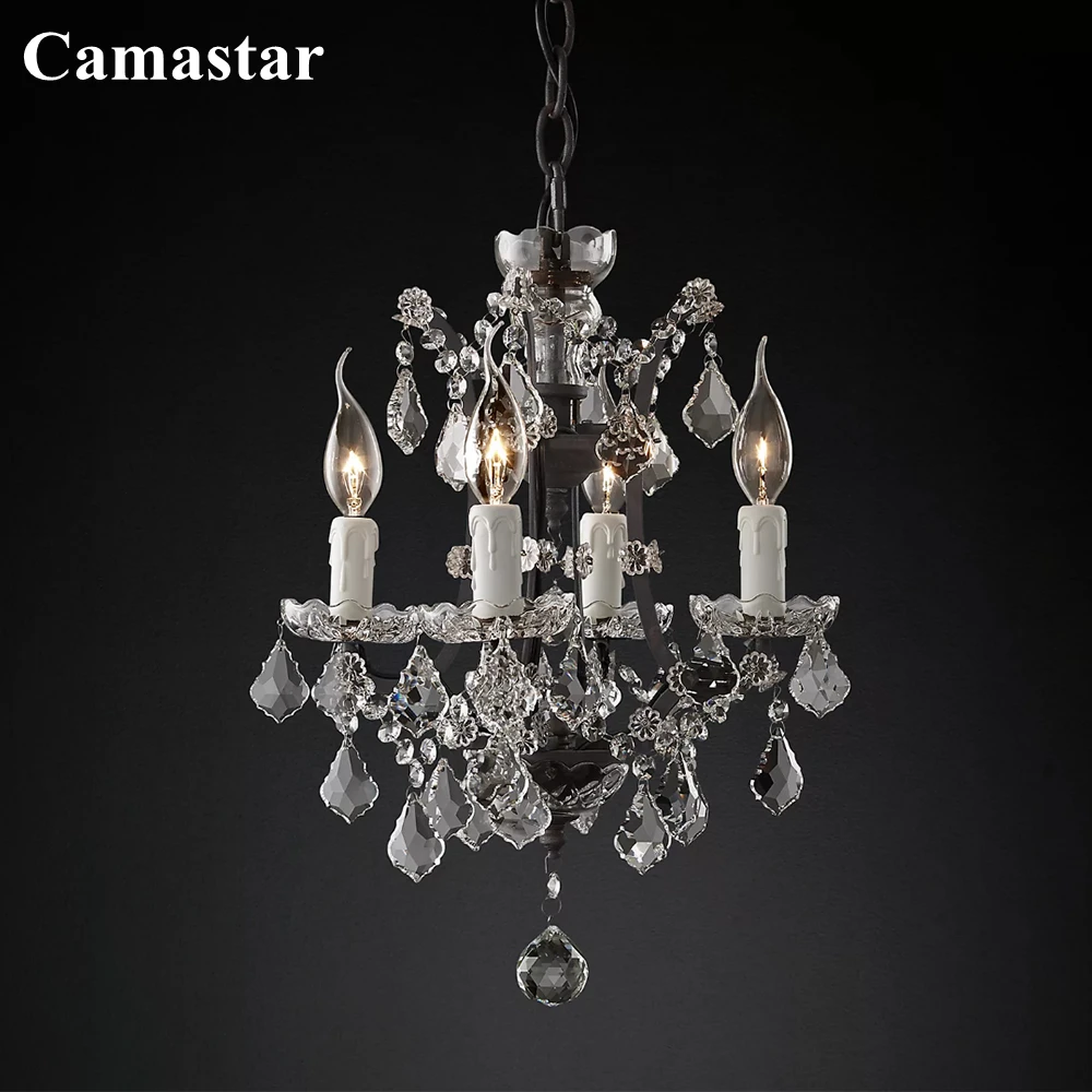 19th C. Rococo Iron & Crystal Round Chandelier Traditional LED Ceiling Chandelier Lighting Farmhouse Decor Crystal Lustre Lamp