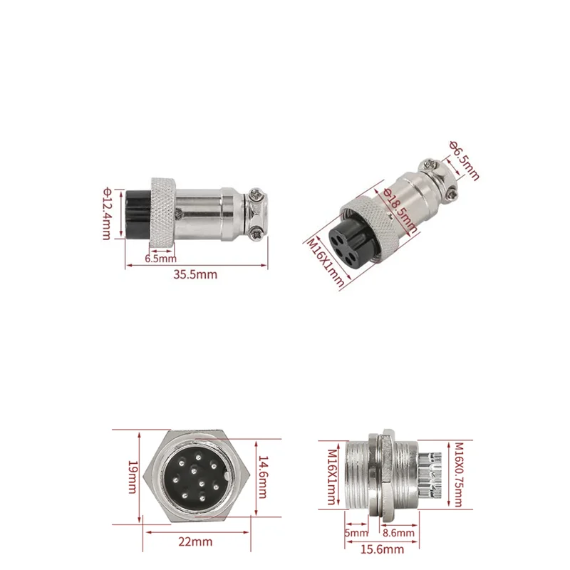 Connecteur d\'aviation circulaire M16 GX16, 1 jeu de GX16-2/3/4/5/6/7/8/9/10 broches mâle femelle 16mm fil, prise métallique