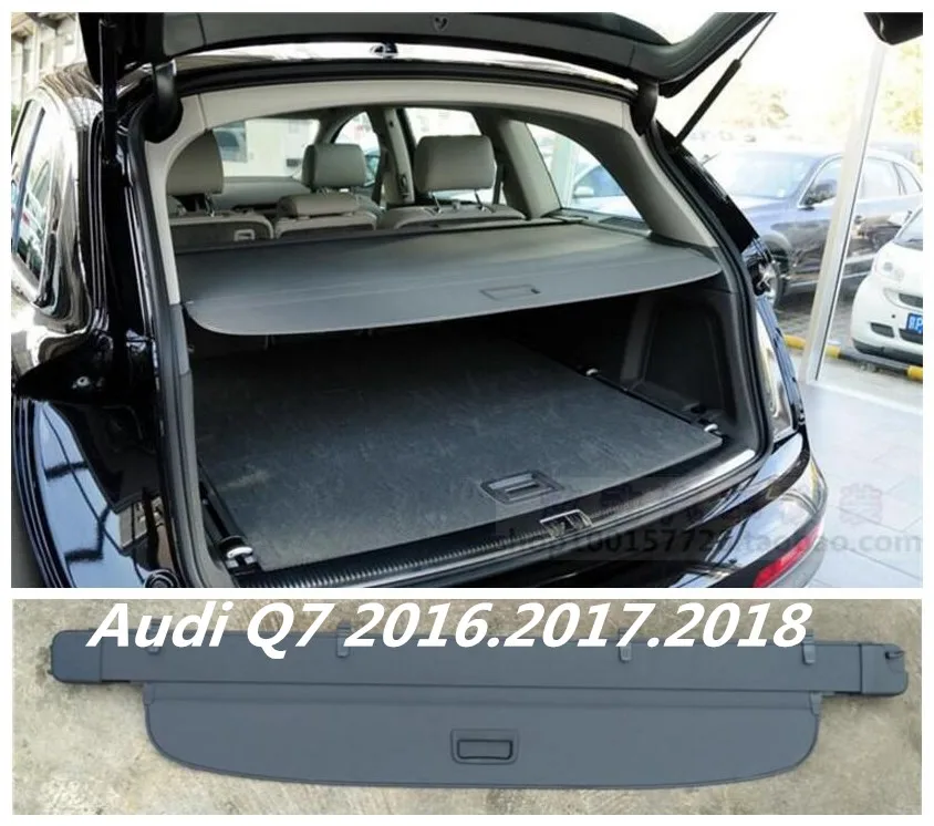 Car Rear Trunk Security Shield Cargo Cover For Audi Q7 2016-2019 High Qualit  Auto Accessories Black Beige gray