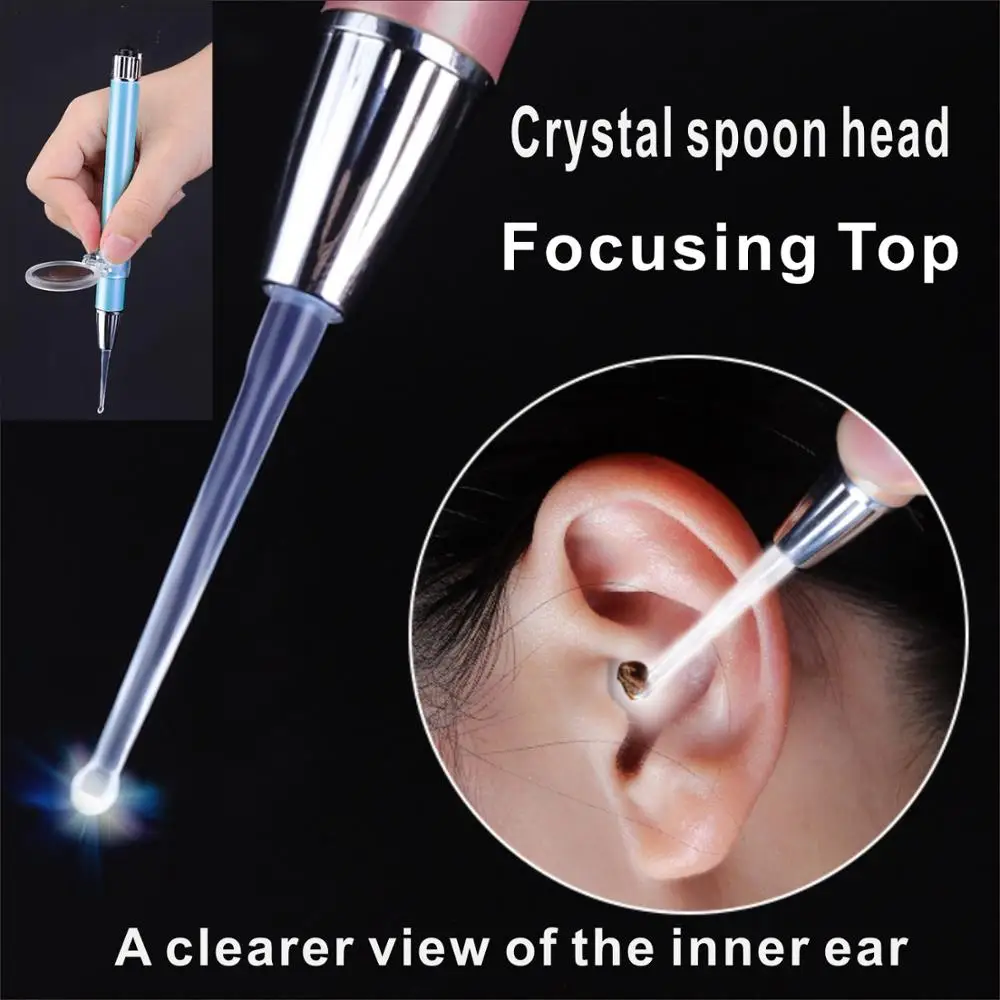 Baby Earwax Cleaner Earwax Removal Tool Torchlight with Magnifier Light Spoon Earplug Cleaning Earwax Remover Ear Curette