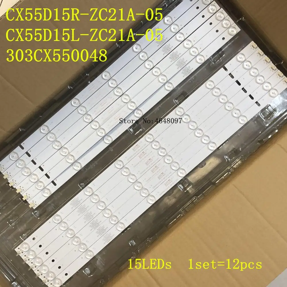 conjunto retroiluminacao led tira lampada para cx55d15r zc21a05 15 cx55d15l zc21a 05 303cx550048 12 pecas 01