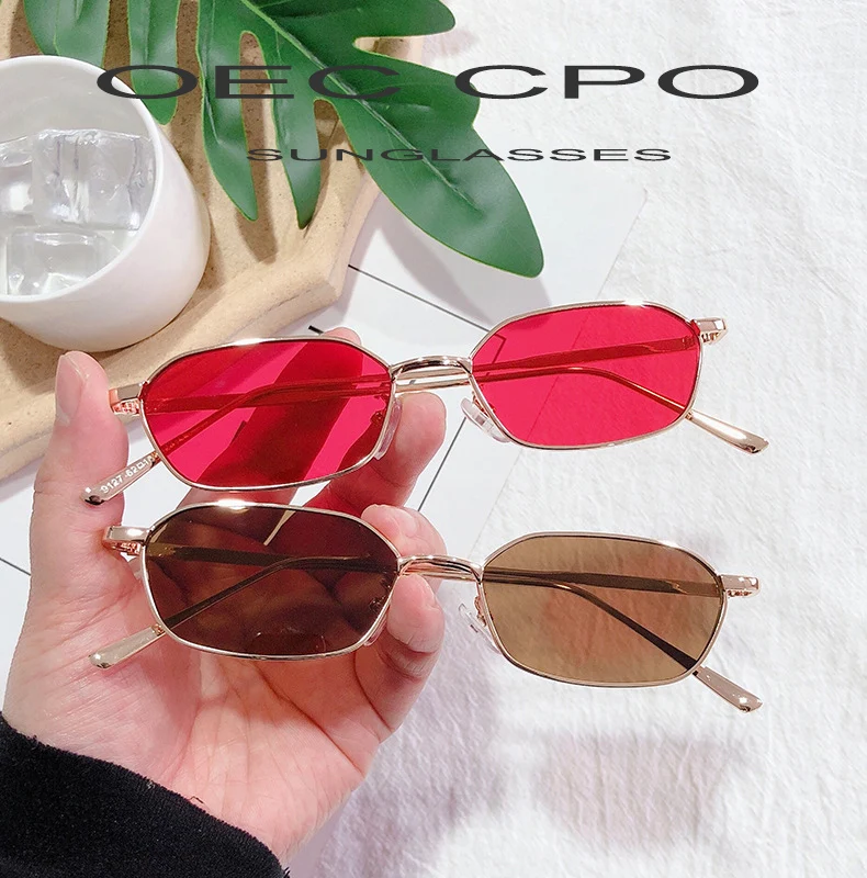 OEC CPO Kleine Quadratische Sonnenbrille Frauen Männer Marke Steampunk Metall Rahmen Sonnenbrille Männer Retro Brille UV400 Brillen O949 – Detail 1