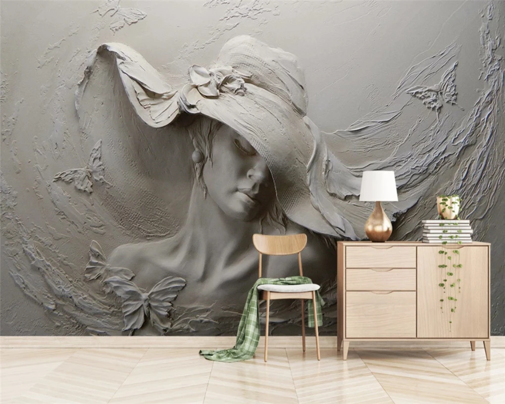 beibehang Custom modern decorative painting classic 3D stereo 3d stereo relief beauty background papel de parede wallpaper