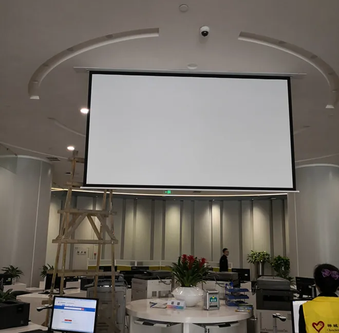 THMFGH 80-150 "In-Decke Montiert Elektrische/Motorisierte Projektion/Projektor Bildschirm mit Fiberglas matte weiß für Heimkino – Detail 10